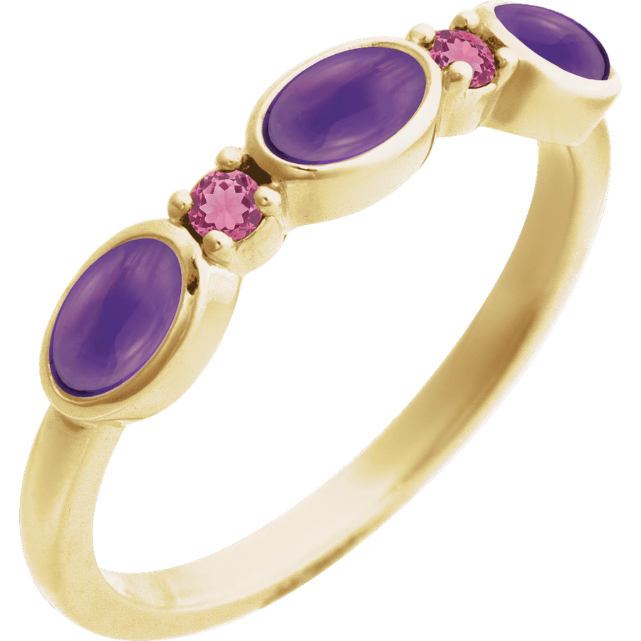 amethyst front view - Stackable Ring in 14K Gold