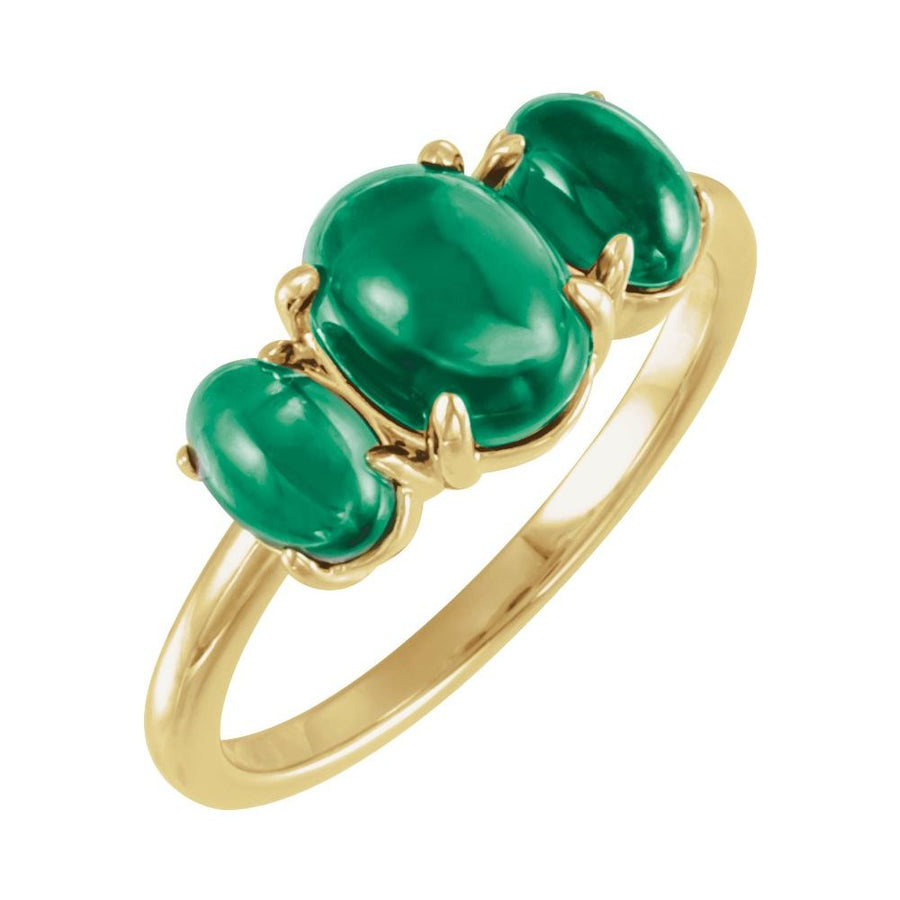 Birthstone Cabochon Ring - Lab-Grown Emerald in 14K Yellow Gold - Back View