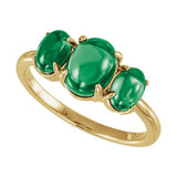 Birthstone Cabochon Ring - Lab-Grown Emerald in 14K Yellow Gold - Front View