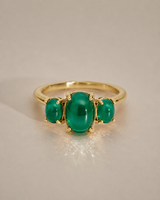 Birthstone Cabochon Ring - Lab-Grown Emerald in 14K Yellow Gold