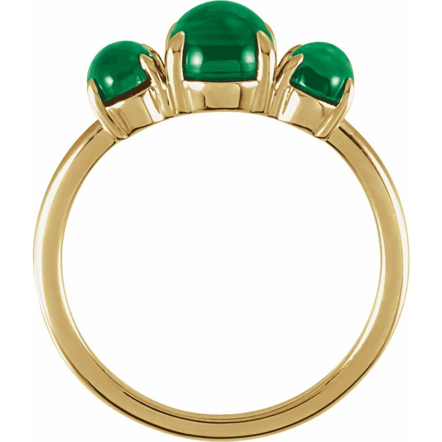 Birthstone Cabochon Ring - Lab-Grown Emerald in 14K Yellow Gold - Side Profile