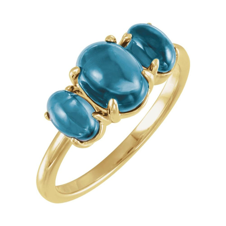 Birthstone Cabochon Ring - London Blue Topaz in 14K Yellow Gold - Front View