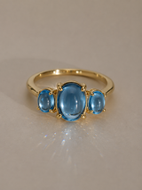 Birthstone Cabochon Ring - London Blue Topaz in 14K Yellow Gold