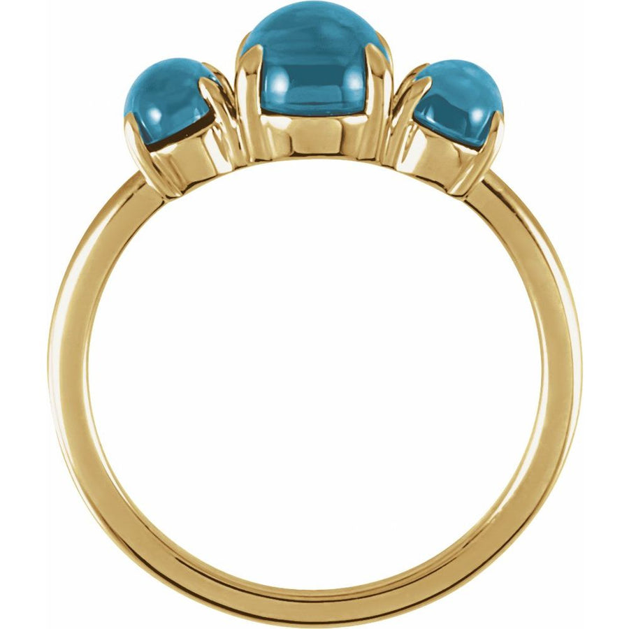 Birthstone Cabochon Ring - London Blue Topaz in 14K Yellow Gold - Side Profile