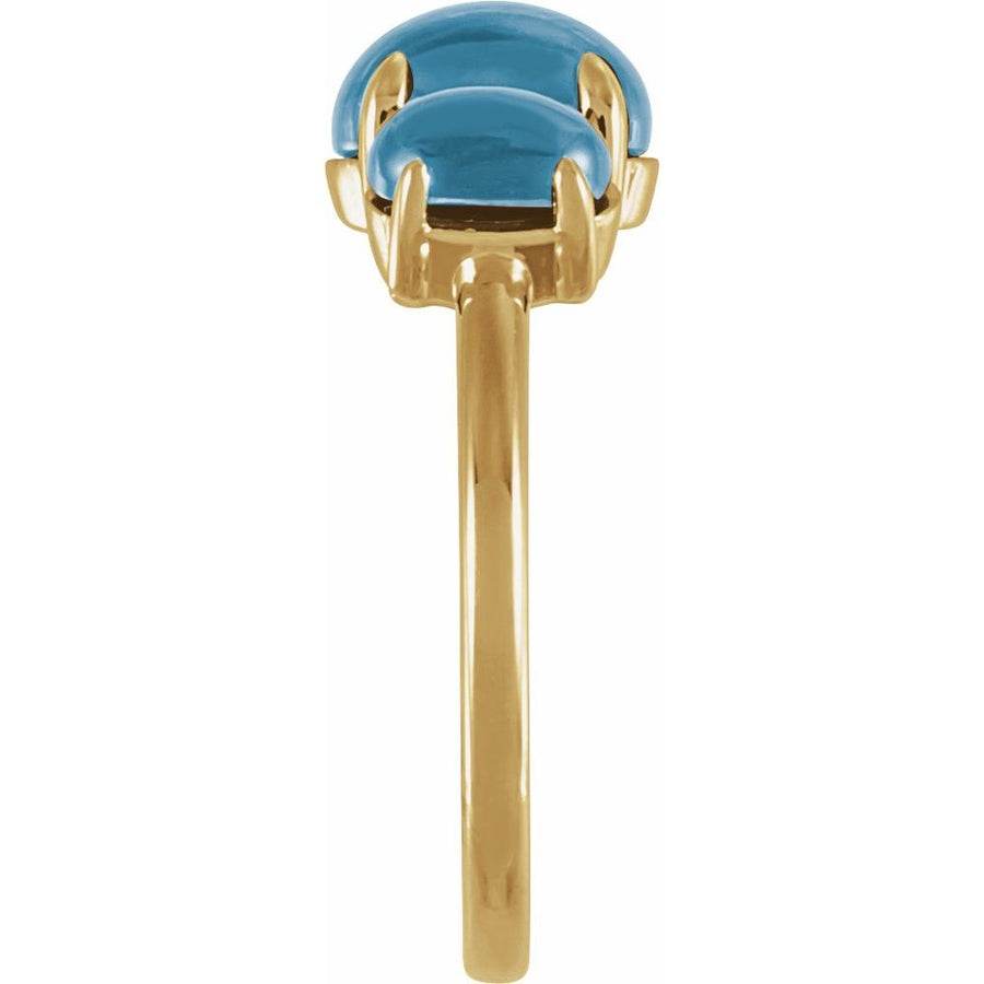 Birthstone Cabochon Ring - London Blue Topaz in 14K Yellow Gold - Three Quarter View