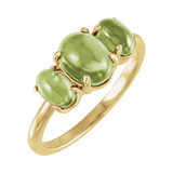Birthstone Cabochon Ring - Natural Peridot in 14K Yellow Gold - Back View