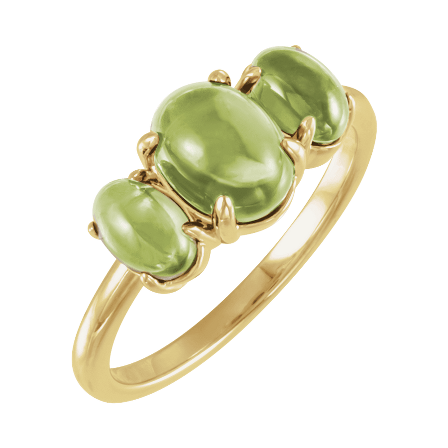 Birthstone Cabochon Ring - Natural Peridot in 14K Yellow Gold - Back View