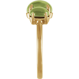 Birthstone Cabochon Ring - Natural Peridot in 14K Yellow Gold - Side Profile