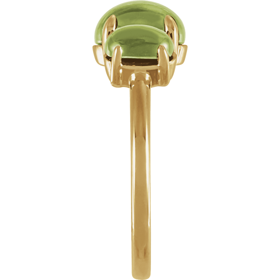 Birthstone Cabochon Ring - Natural Peridot in 14K Yellow Gold - Side Profile