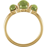 Birthstone Cabochon Ring - Natural Peridot in 14K Yellow Gold - Three Quarter View