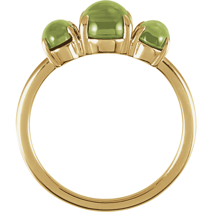 Birthstone Cabochon Ring - Natural Peridot in 14K Yellow Gold - Three Quarter View