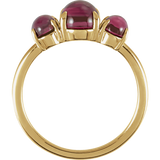Birthstone Cabochon Ring with Natural Rhodolite Garnet in 14K Yellow Gold - Back View