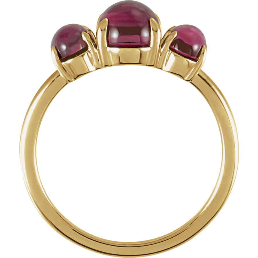 Birthstone Cabochon Ring with Natural Rhodolite Garnet in 14K Yellow Gold - Back View