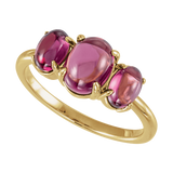 Birthstone Cabochon Ring with Natural Rhodolite Garnet in 14K Yellow Gold - Front View