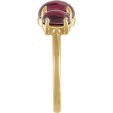 Birthstone Cabochon Ring with Natural Rhodolite Garnet in 14K Yellow Gold - Side Profile