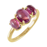 Birthstone Cabochon Ring with Natural Rhodolite Garnet in 14K Yellow Gold - Three Quarter View