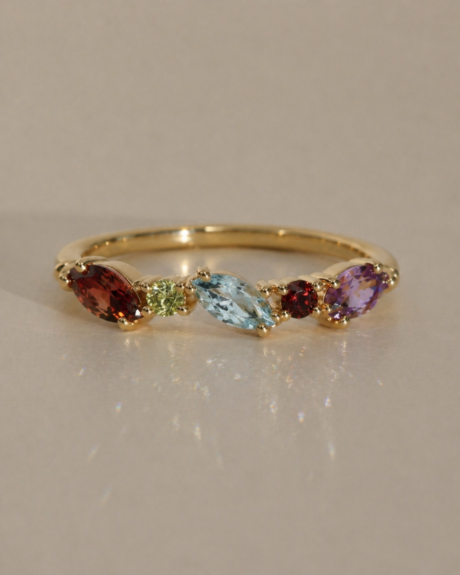 Chrissy 5 Stone Birthstone Ring - front view