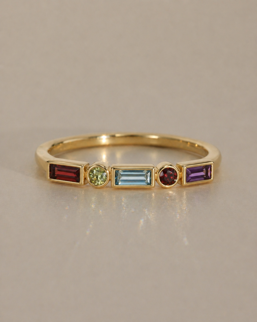 Chrissy 5 Stone Birthstone Ring - angle view
