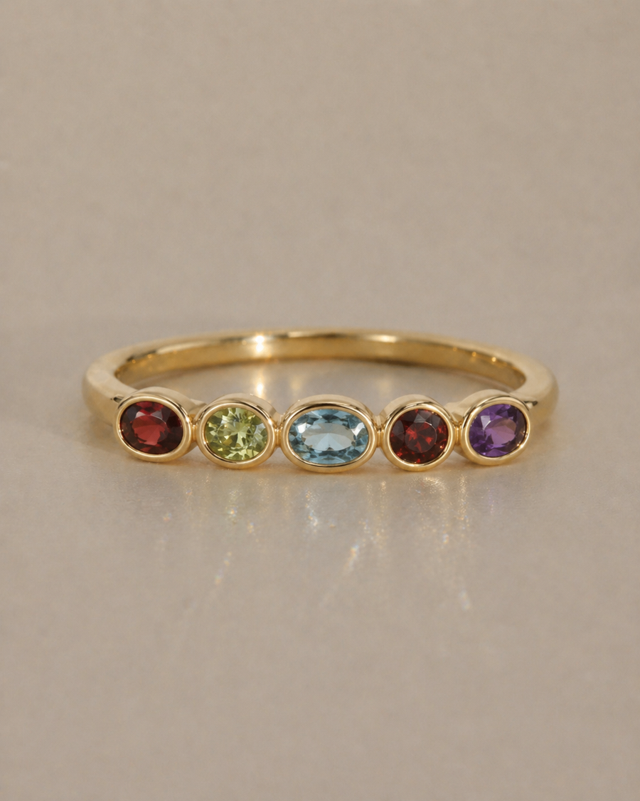 Chrissy 5 Stone Birthstone Ring - detail view