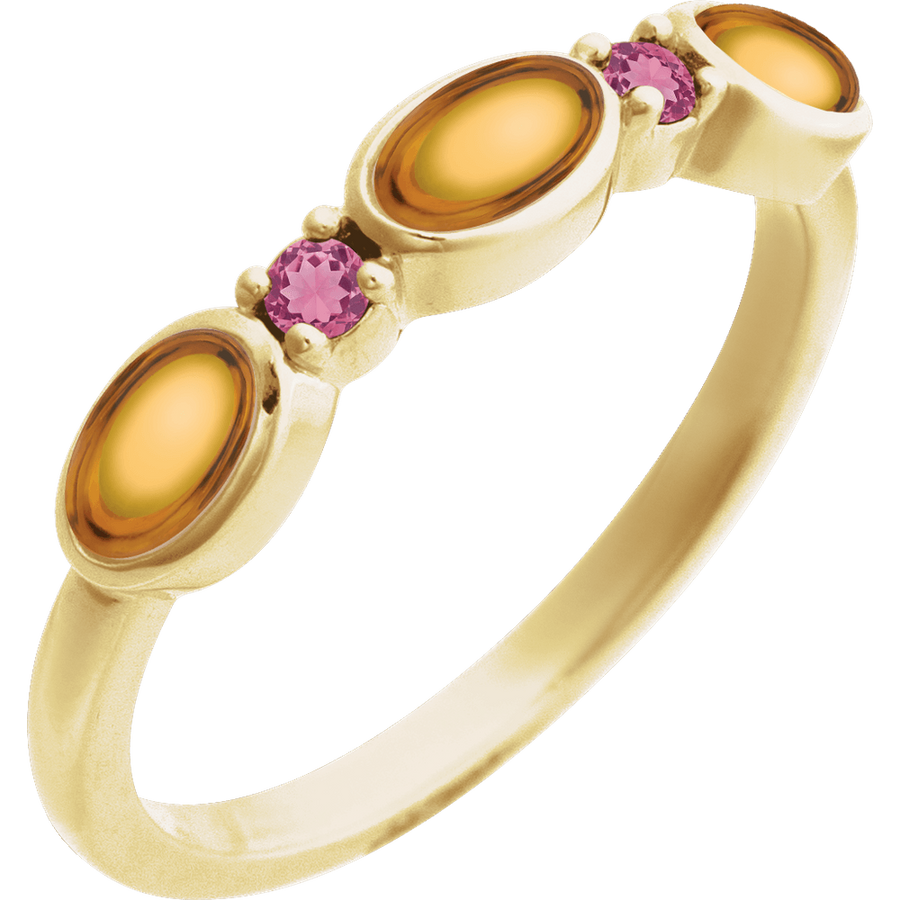 citrine front view - Stackable Ring in 14K Gold