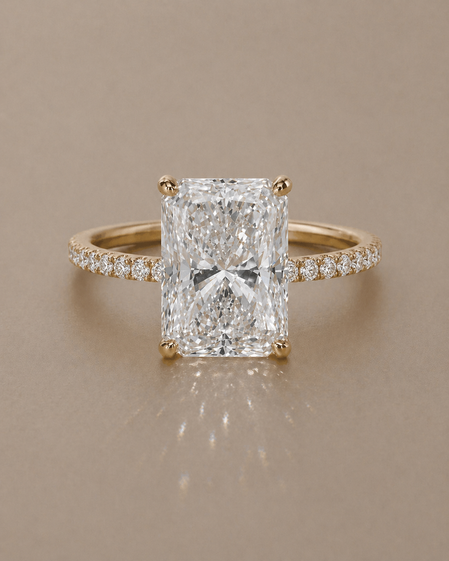 The Destin - 4ct radiant cut with 1/2 pavé band