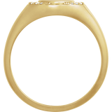 Diamond Halo Engravable Signet Ring in 14K Gold - back view