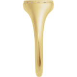 Diamond Halo Engravable Signet Ring in 14K Gold - side profile