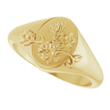 Floral Signet Ring in 14K Gold - angle view