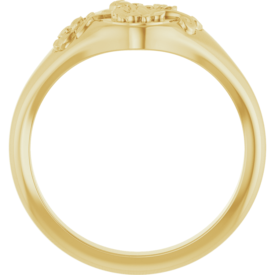 Floral Signet Ring in 14K Gold - back view