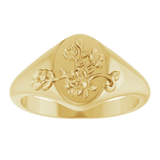 Floral Signet Ring in 14K Gold - front view