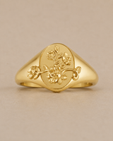 Floral Signet Ring in 14K Gold - lifestyle