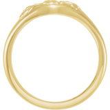 Floral Signet Ring in 14K Gold - profile view