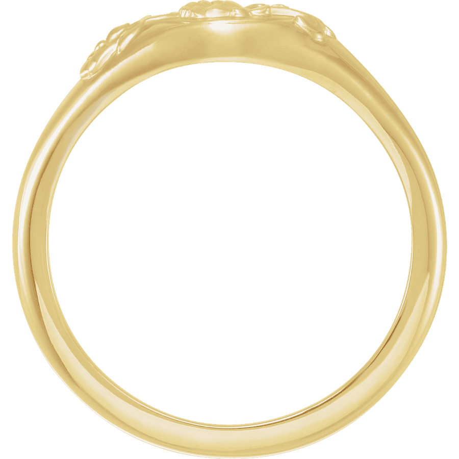 Floral Signet Ring in 14K Gold - profile view