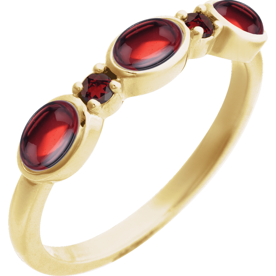 mozambique garnet front view - Stackable Ring in 14K Gold