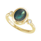 Labradorite Cabochon Ring in 14K Gold - angle view
