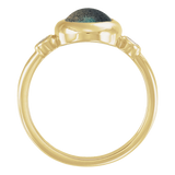 Labradorite Cabochon Ring in 14K Gold - back view