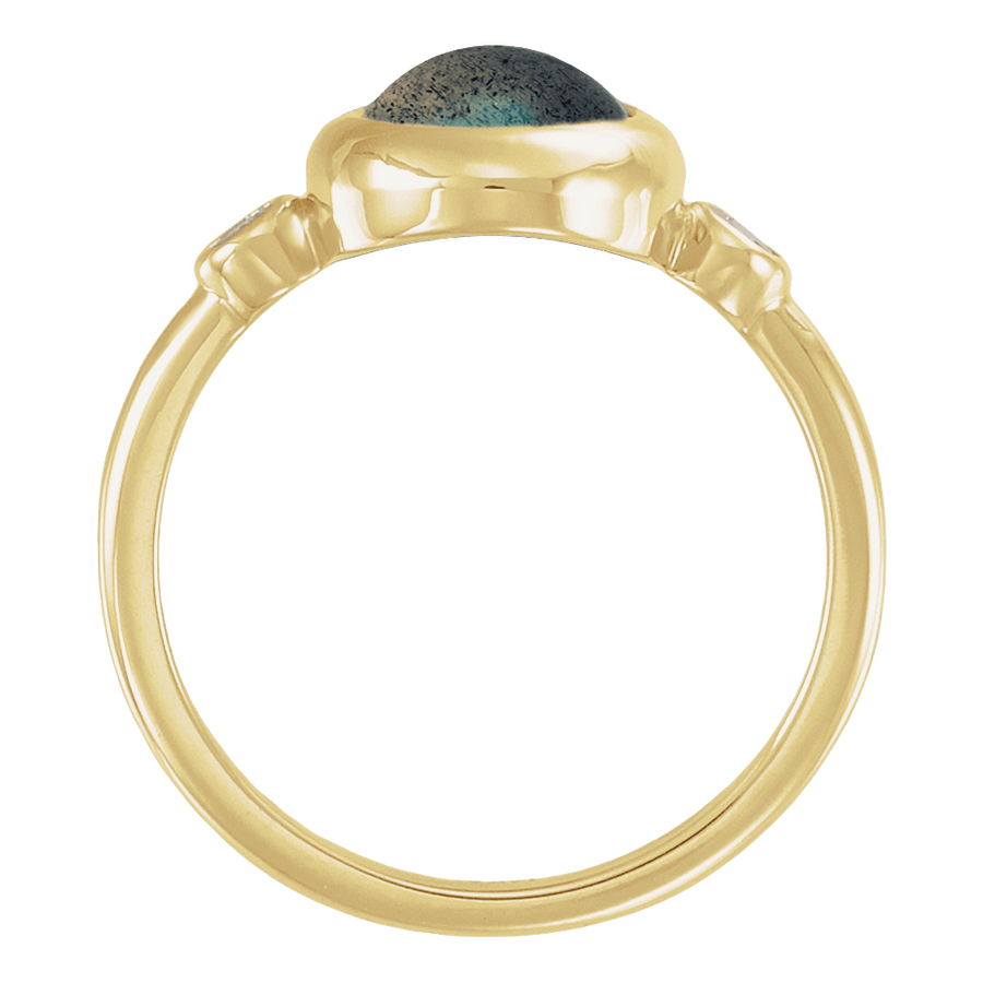 Labradorite Cabochon Ring in 14K Gold - back view