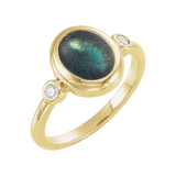 Labradorite Cabochon Ring in 14K Gold - front view