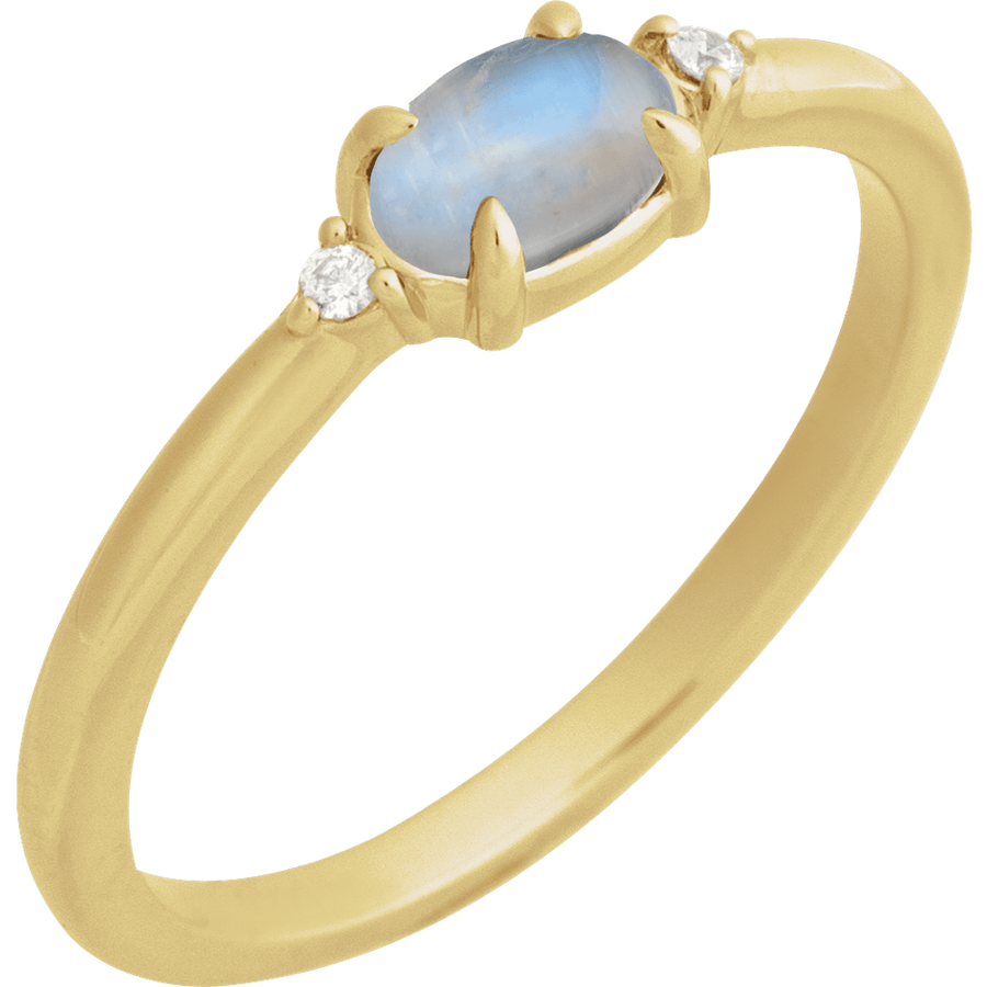Moonstone Stackable Ring in 14K Gold - angle view