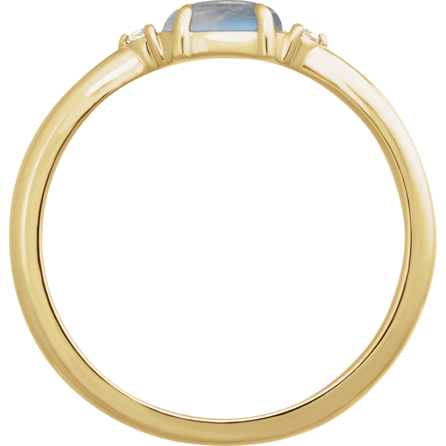 Moonstone Stackable Ring in 14K Gold - profile view
