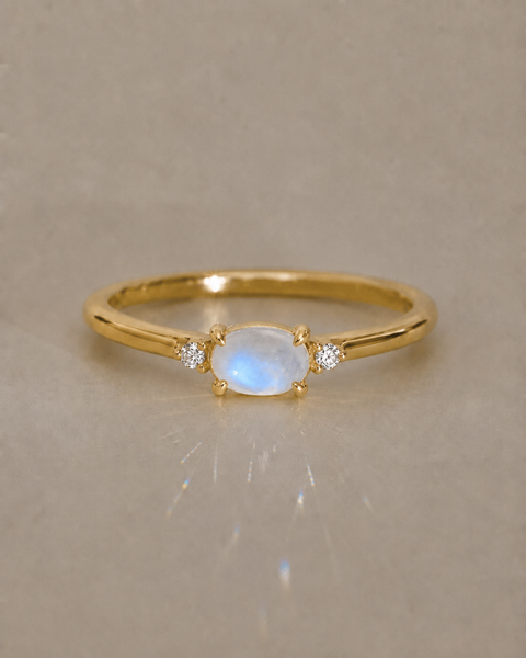 Moonstone Stackable Ring in 14K Gold - lifestyle