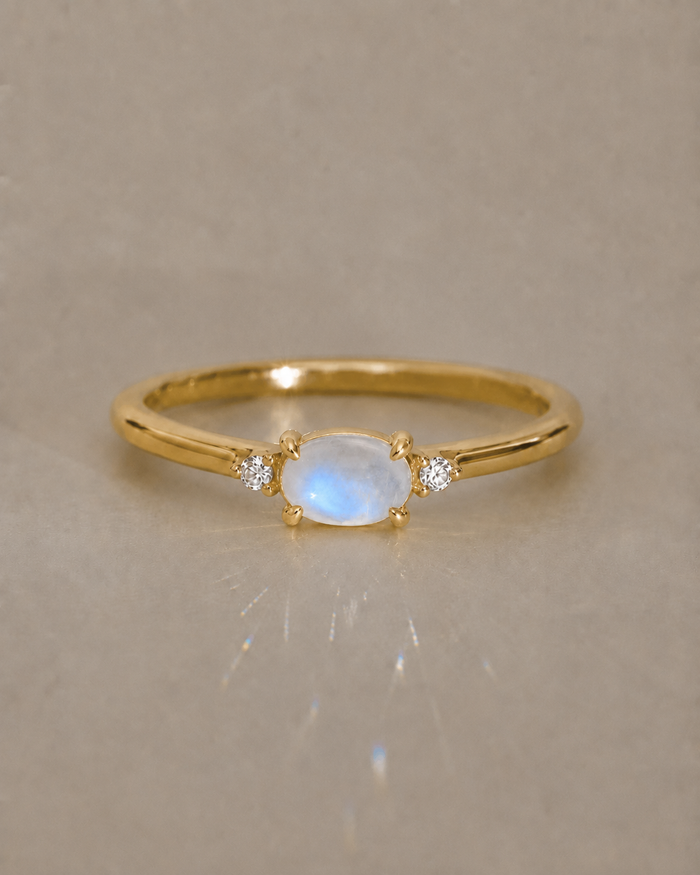 Moonstone Stackable Ring in 14K Gold - lifestyle