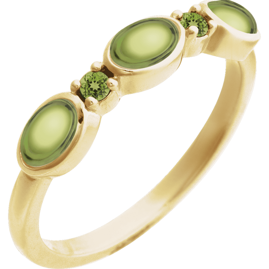 peridot front view - Stackable Ring in 14K Gold