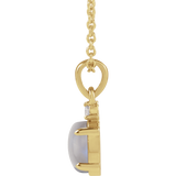 Rainbow Moonstone & Diamond Pendant Necklace in 14K Gold - side view